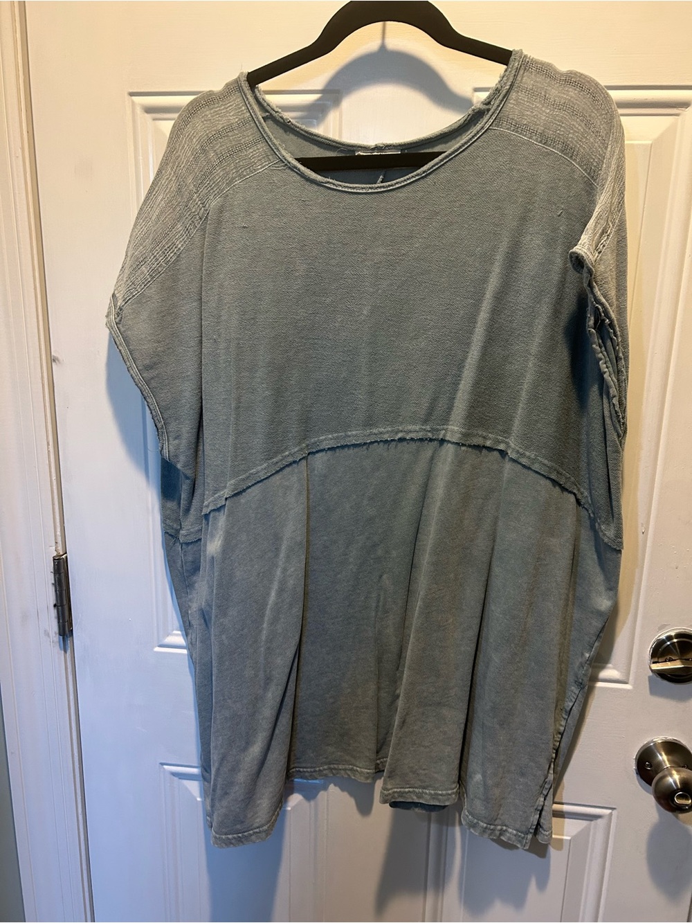 Easel Washed Light Blue Long Sleeve Oversized Dress